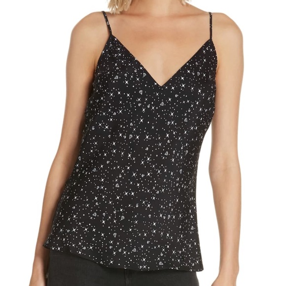 NWT Frame Black Dancing Diamonds Silk Cami Top - Picture 1 of 8
